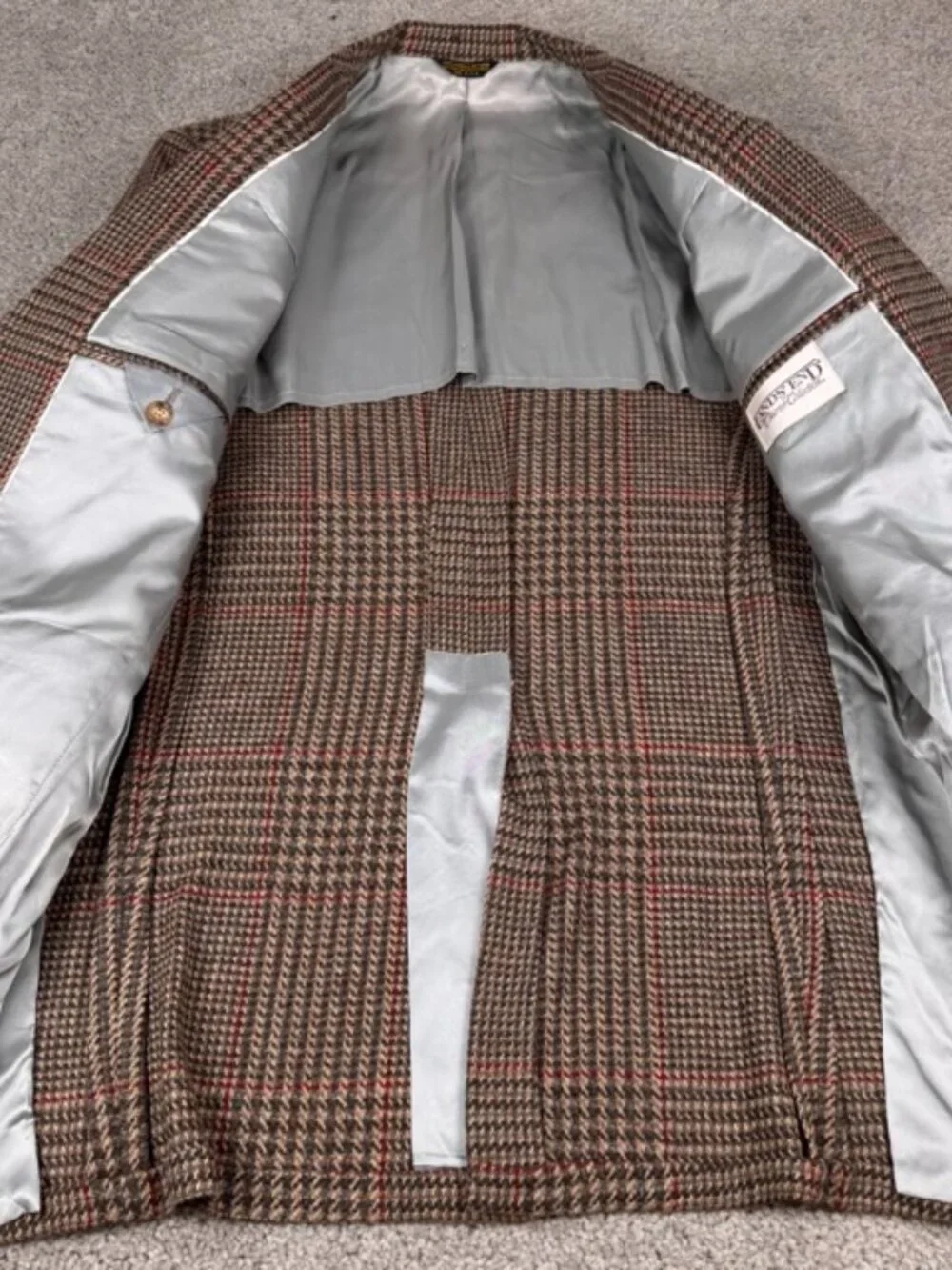 Lands End Charter Collection Vintage Wool Herringbone Blazer Size 42L USA Made